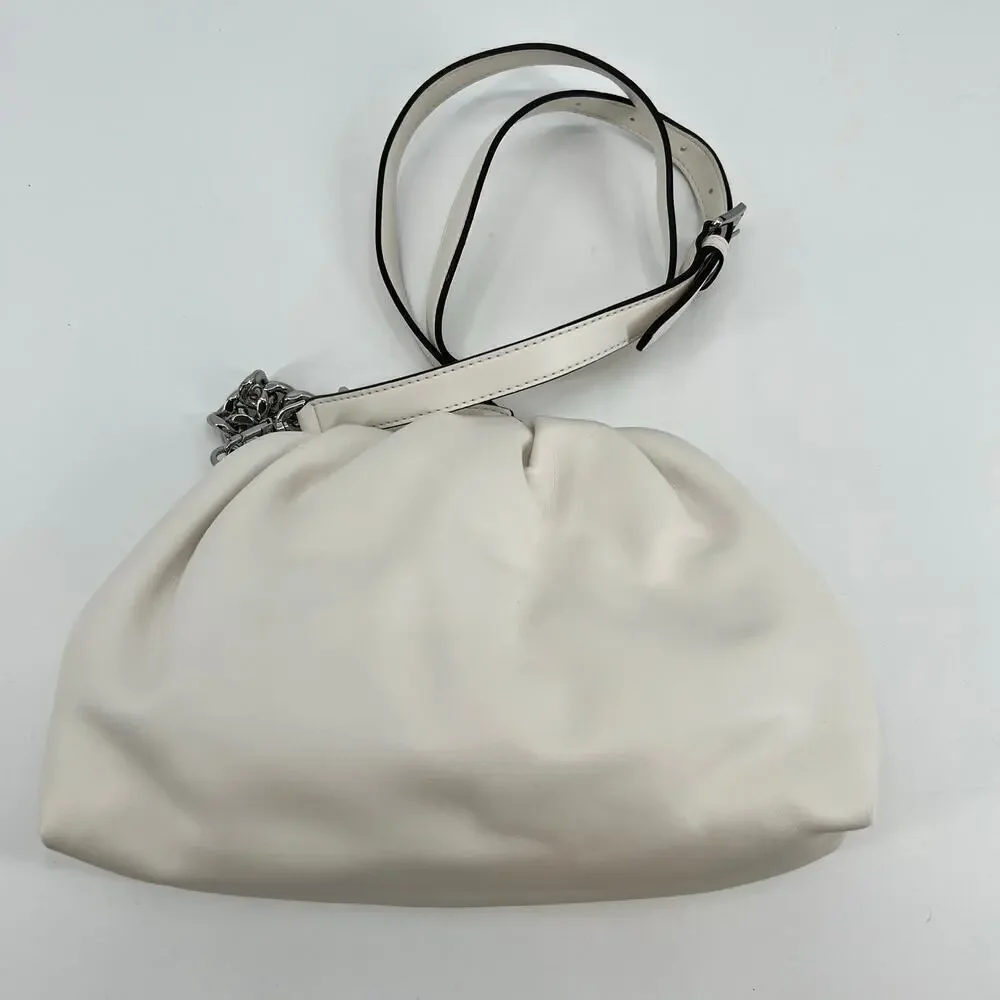 Michael Kors Nola Small Crossbody Bag white silver hardware clasp travel - Picture 3 of 9